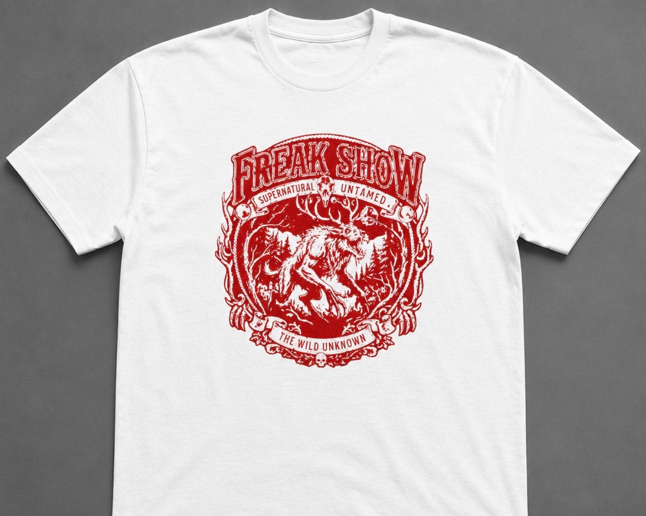 Wendigo Short Sleeve White Tee w/ Red Print