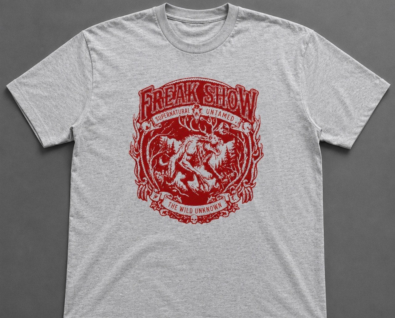 Wendigo Short Sleeve Gray Tee w/ Red Print
