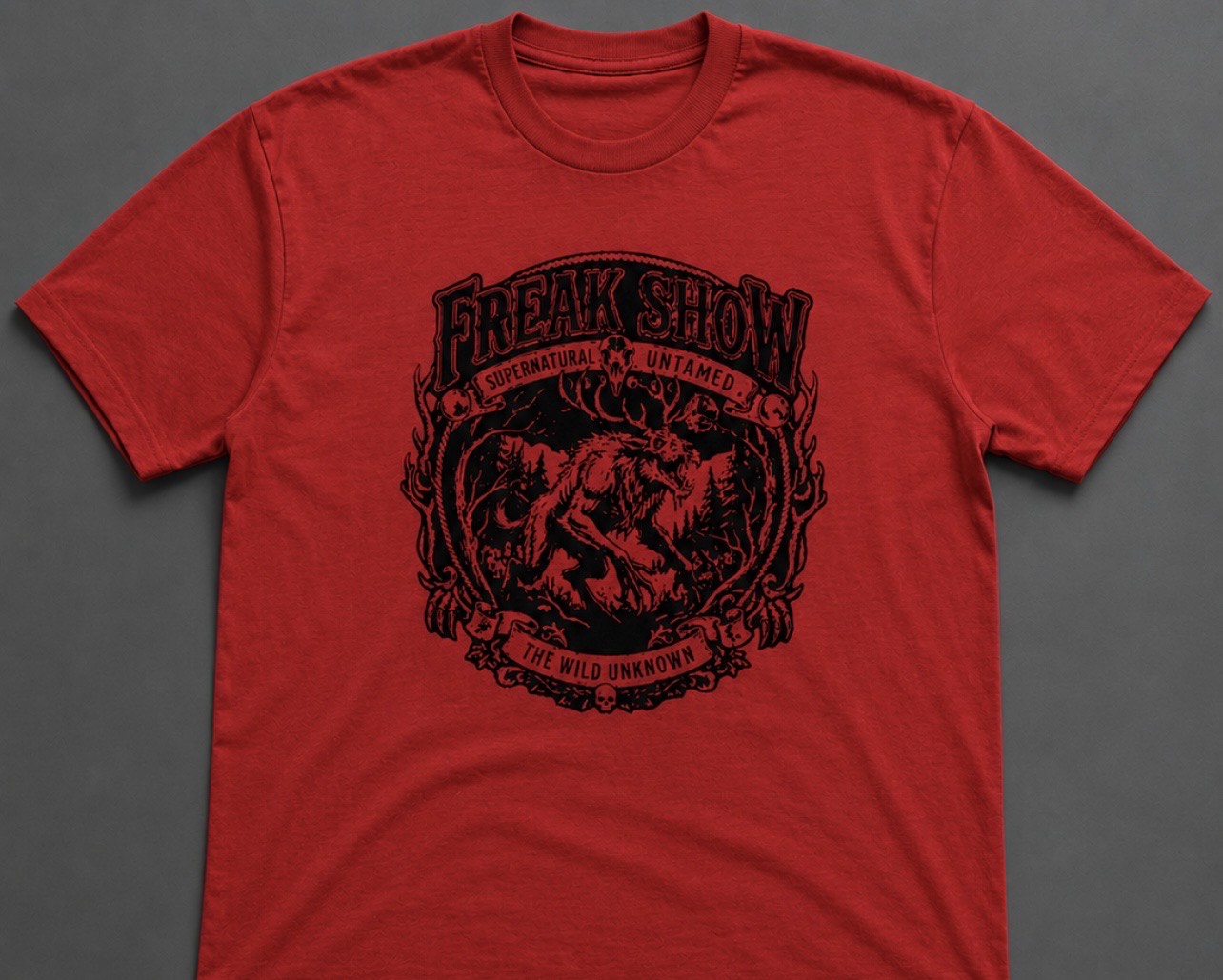 Wendigo Short Sleeve Red Tee w/ Black Print