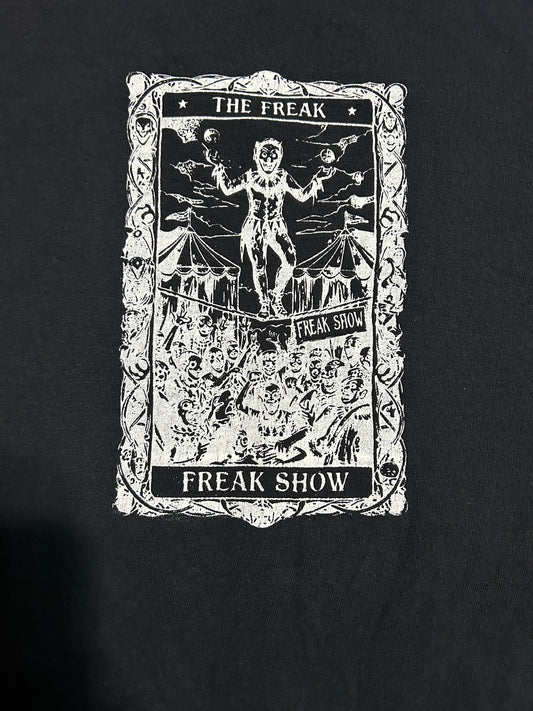 "The Freak" Tarot Card Short Sleeve Black Tee w/ White Print